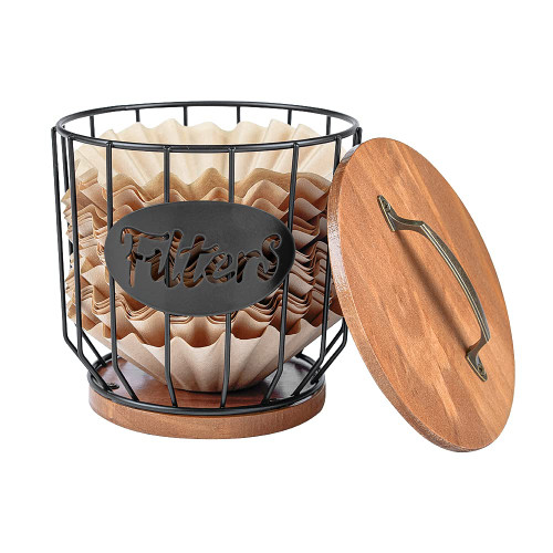 Storcfe Coffee Filter Holder with Lid Black, Countertop Coffee Filter Case with Lid, Coffee Filter Storage Container Coffee Filter Basket for Counter, Coffee Bar Accessories Coffee Station Organizer