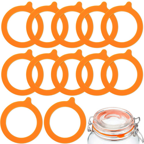 12 Pack Replacement Rubber Gaskets for Glass Jars, MaehSab Airtight Rubber Seals Rings for Clip Top Storage Jars, Reusable Silicone Leak Proof Seals for Mason Regular Mouth Canning Jars