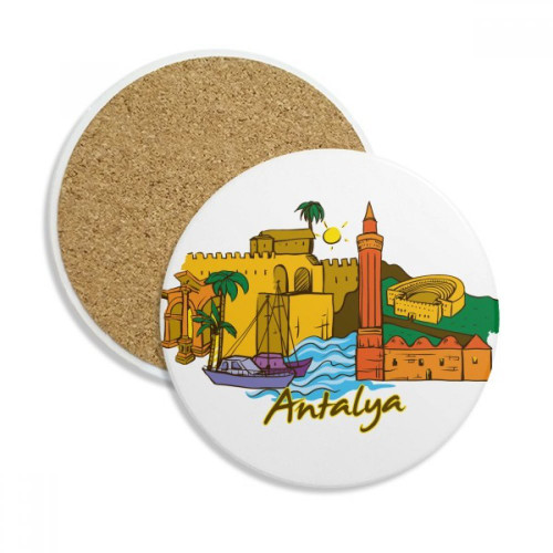 Turkey Antalya Burdur Watercolor Coaster Cup Mug Tabletop Protection Absorbent Stone