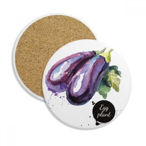Eggplant Vegetable Tasty Healthy Watercolor Coaster Cup Mug Tabletop Protection Absorbent Stone