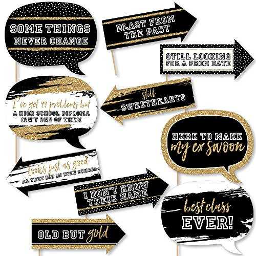 Funny Reunited - School Class Reunion Party Photo Booth Props Kit - 10 Piece