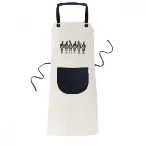 DIYthinker Different Action Pinto Animal Apron Adjustable Bib Cotton Linen BBQ Kitchen Pocket Pinafore