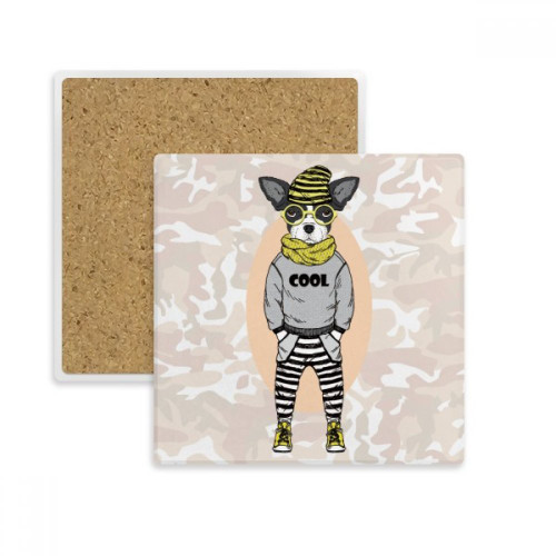 Dog Clothes Watercolor Lovely Illustration Square Coaster Cup Mat Mug Subplate Holder Insulation Stone
