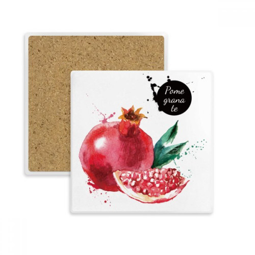 Pamegranate Fruit Tasty Healthy Watercolor Square Coaster Cup Mat Mug Subplate Holder Insulation Stone
