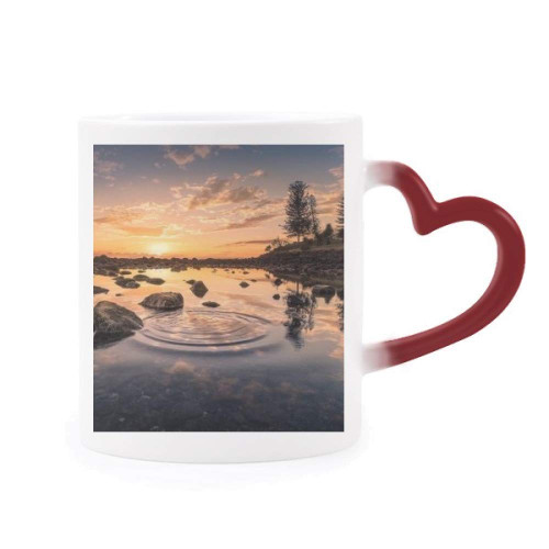 Ocean Sky Stone Water Science Nature Heat Sensitive Mug Red Color Changing Stoneware Cup