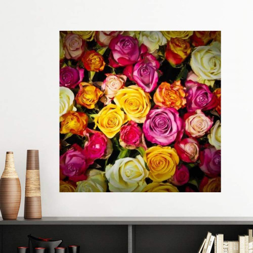 DIYthinker Red Pink Orange White Roses Vinyl Wall Decoration Sticker Poster Wallpaper Decal Self Adhesive