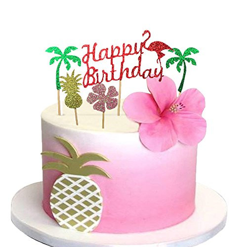 Glitter Luau Cake Topper Flamingo Happy Birthday Cake Picks Pineapple Flamingo Coconut Shape Palm Leaf Cake Decoration for Tropical Hawaiian Luau Themed Party Supplies Glitter Luau Cake Topper Flamingo Happy Birthday Cake Picks Pineapple Flamingo Coconut Shape Palm Leaf Cake Decoration for Tropical Hawaiian Luau Themed Party Supplies