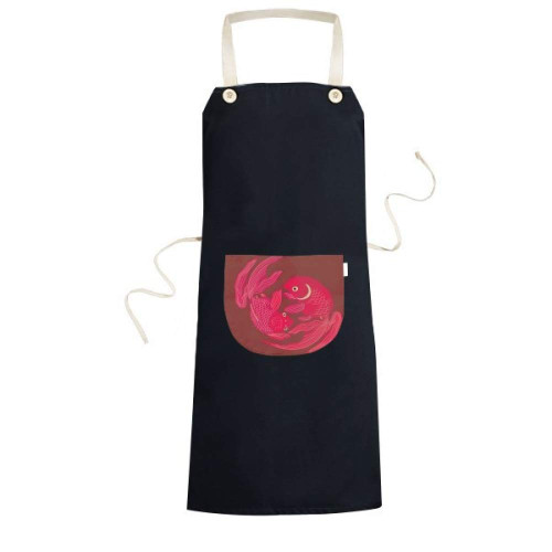 DIYthinker Painting Japanese Culture Red Fish Apron Bib Sarong Cooking Baking Kitchen Pocket Pinafore