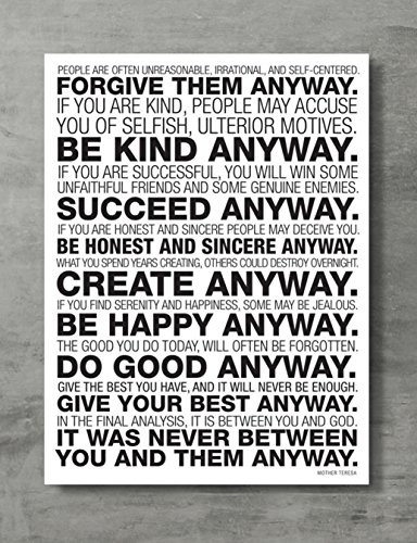 APPLEpie Mother Teresa Anyway Quote Poster High Definition Posters Standard Size 24 x 18 inch