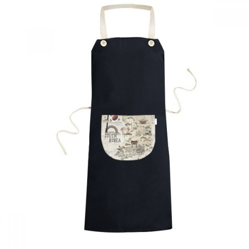 DIYthinker South Korea Map Landmarks Apron Bib Sarong Cooking Baking Kitchen Pocket Pinafore