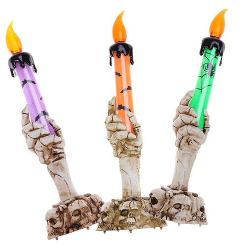 BESTOYARD 3pcs Candles Halloween Decorations Battery Operated Candle Lights Halloween Candle Lights flameless Candle Decoration Electronic Decorate LED Electric Candle Props Resin