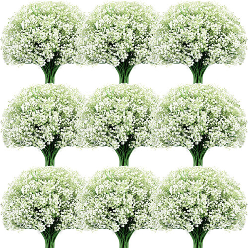 Crowye 48 Pcs Babys Breath Artificial Flowers 23.6 Inch Artificial Baby Breath Gypsophila Flowers Bulk White Bouquets Faux Babys Breath for Wedding Fake Floral DIY Arrangement Home Garden Decoration