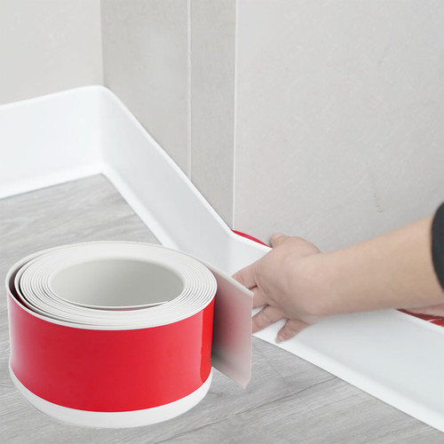 Flexible Baseboard Molding Trim Self-Adhesive Vinyl Wall Base Cove Base Peel and Stick Baseboard Wall Base Moulding Trim 4in(w)*19.7ft(L) White (White)