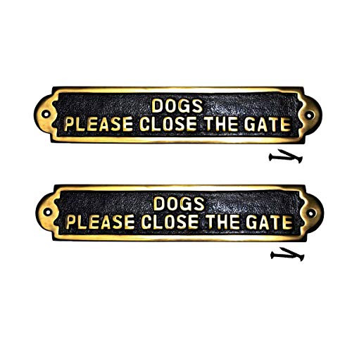 Renovator's Supply Brass Plaques Please Close The Gate Garden Signs Brass Plate Set of 2