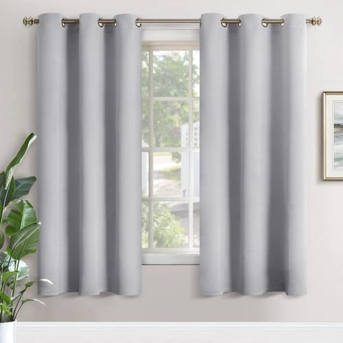 YoungsTex Blackout Curtains for Bedroom - Thermal Insulated with Grommet Top Room Darkening Noise Reducing Curtains for Living Room, 2 Panels, 42 x 72 Inch, Light Grey