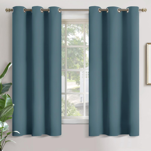 YoungsTex Blackout Curtains for Bedroom Thermal Insulated with Grommet Top Room Darkening Noise Reducing Curtains for Living Room, 2 Panels, Stone Blue, 42 x 63 Inch