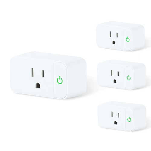 ALASTECH Smart Plug, Smart Life Wi-Fi Outlet Compatible with Alexa, Google Home & Echo, Smart Socket with Remote Control & Timer Function, 15A WiFi Outlet for Home, 2.4Ghz Network, White, 4 Pack