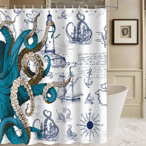 APROPHIC Nautical Sailboat Octopus Shower Curtain for Bathroom Ocean Lighthouse Decorative Kraken Pirate Bath Curtain 72 x 72 Inch Waterproof Octopus Tentacles Bathroom Curtain with 12 Hooks APROPHIC Nautical Sailboat Octopus Shower Curtain for Bathroom Ocean Lighthouse Decorative Kraken Pirate Bath Curtain 72 x 72 Inch Waterproof Octopus Tentacles Bathroom Curtain with 12 Hooks