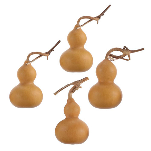 Gourd Decor Natural Gourd Figurine 4pcs Luck Gourd Wu Lou Statue Chinese Hu Lu Sculpture Home Feng Shui Decor Prosperity Decoration for Car Interior Office Desktop Decor Decorative Gourd
