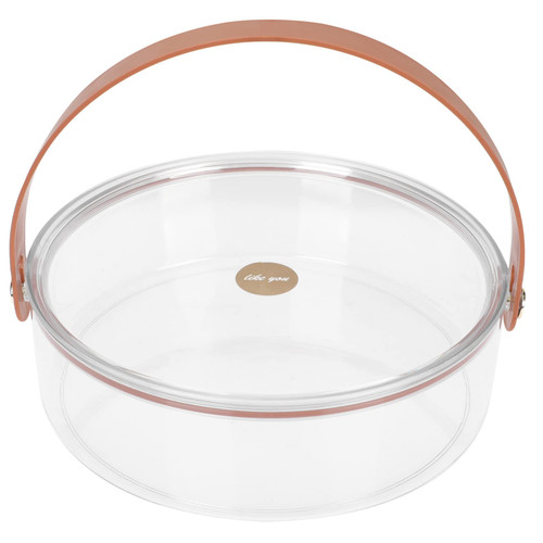 Zerodeko Clear Serving Tray with Lid and Handle Portable Round Plastic Veggie Tray Platter Food Storage Container Box for Candy Appetizer Snack Dried Fruit Nuts Vegetable