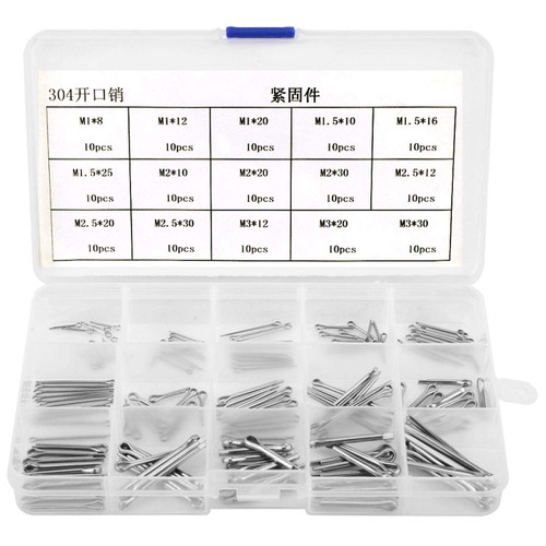 YWBL-WH 150Pcs Assorted Split Pins Cotter pins 304 Stainless Steel Split-Cotter Pins Kit M1-M3, Pin Key