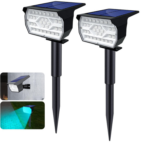 Solar Landscape Spotlights Outdoor, 29 LEDs Color Changing RGB Landscape Solar Outdoor Lights IP65 Waterproof, Solar Spot Lights Outdoor Multi-Color for Garden, Yard, Pathway, Outdoor Decor, 2 Pack