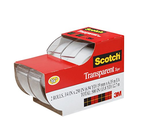 Scotch Transparent Tape, Standard Width, Engineered for Office and Home Use, Glossy Finish, 3/4 x 250 Inches, 2 Rolls (2157SS) Scotch Transparent Tape, Standard Width, Engineered for Office and Home Use, Glossy Finish, 3/4 x 250 Inches, 2 Rolls (2157SS)