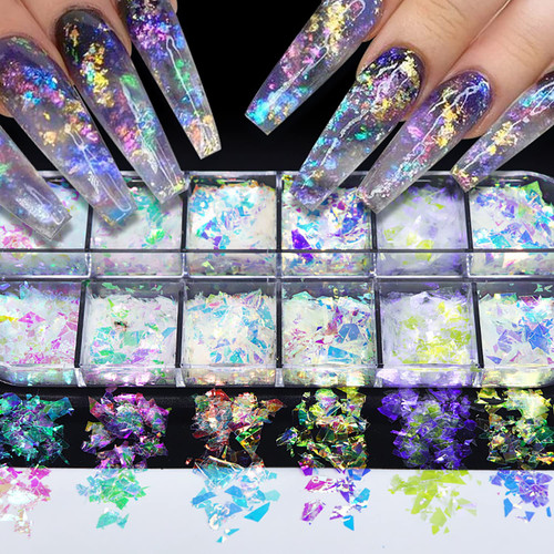 12 Grids Mermaid Nail Art Glitter Sequins 3D Holographic Irregular Fragments Cellophane Fragments Nail Sequins Colorful Fluorescent Glass Paper Nail Stickers for Women Girls Acrylic Nail Decoration 12 Grids Mermaid Nail Art Glitter Sequins 3D Holographic Irregular Fragments Cellophane Fragments Nail Sequins Colorful Fluorescent Glass Paper Nail Stickers for Women Girls Acrylic Nail Decoration
