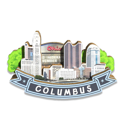 USA Columbus Magnet Fridge Magnet Wooden 3D Landmarks Travel Collectible Souvenirs Decoration Handmade2