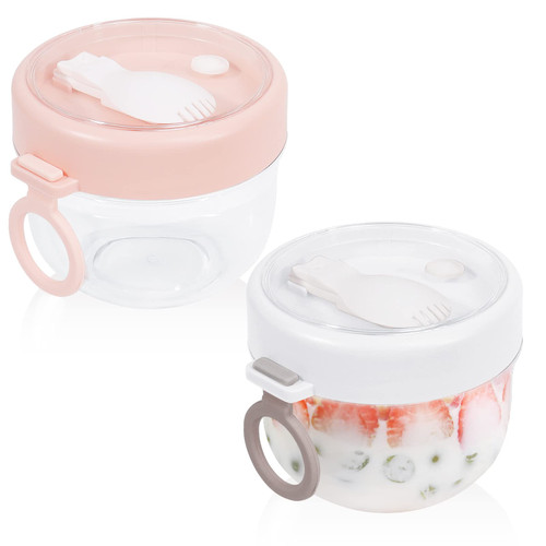 Overnight Oat Containers with Lids and Spoons 2PCS, 20oz Portable Leak-proof Large Capacity Dessert Cups for Yogurt Breakfast On The Go Cups, Plastic Snack, Oatmeal Jars Overnight Oat Containers with Lids and Spoons 2PCS, 20oz Portable Leak-proof Large Capacity Dessert Cups for Yogurt Breakfast On The Go Cups, Plastic Snack, Oatmeal Jars