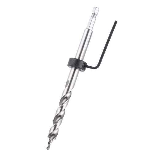 3/8" Twist Step Drill Bit Hex Shank with Adjustable Depth Stop Collar Hex Shank and Round Shank Replacement Twist Step Drills for Kreg Pocket Hole Jig Kit