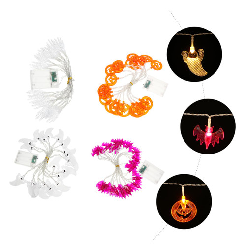 BESTOYARD 4pcs String Light Post Lantern Decor Outdoor String Lights Lantern Lights String Pumpkin Fairy Lights Halloween Wire Lights Halloween Fairy Lights Plastic Halloween LED Hanging LED