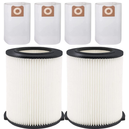 4 Pack VF4000 Filter Replacement for Ridgid for Shop Vac 5-20 Gallon Wet Dry Vacuums + 4 Pack VF3502 Shop Vac Bags for Ridgid 12 to 16 Gallon Vac, 23743 VF3502 High Efficiency Dust Bags (6 Pack) 4 Pack VF4000 Filter Replacement for Ridgid for Shop Vac 5-20 Gallon Wet Dry Vacuums + 4 Pack VF3502 Shop Vac Bags for Ridgid 12 to 16 Gallon Vac, 23743 VF3502 High Efficiency Dust Bags (6 Pack)