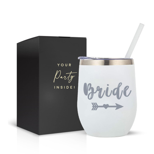 Bride Cup Stainless Steel 12oz Bride Tumbler with Lid and straw! Perfect Bride Wine Tumbler Engagement Gift for the Future Bride, Future Mrs. Bride Wine Glass Bachelorette, Gifts for the Bride