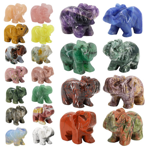 Wemeki Gemstone Elephant Figurines Mix 6PCS, Hand Carved Elephant Statue Healing Crystal Guardian Elephant Stones Figurines Statues Reiki Animal Stone for Home Decorations 1.5'' Wemeki Gemstone Elephant Figurines Mix 6PCS, Hand Carved Elephant Statue Healing Crystal Guardian Elephant Stones Figurines Statues Reiki Animal Stone for Home Decorations 1.5''
