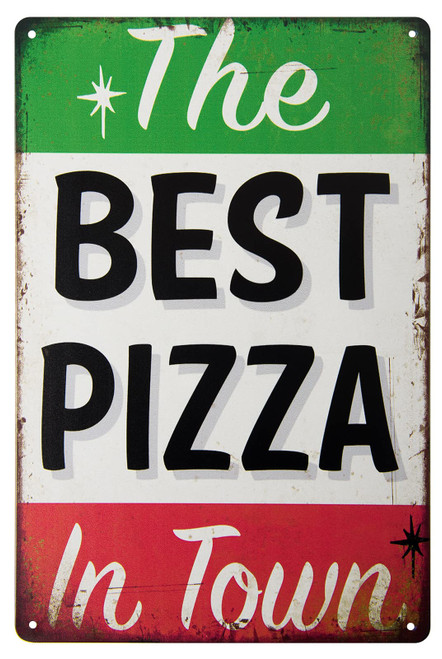 ERLOOD The Best Pizza in Town Tin Sign Home Kitchen Signs Wall Decor Metal Funny Art Retro Vintage Distressed 12 X 8
