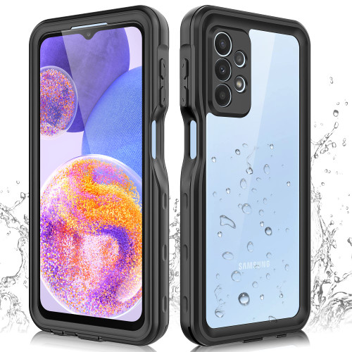 for Samsung Galaxy A23 5G Case, Waterproof Phone Case with Built-in Screen Protector and Lanyard, Full Body Underwater Dustproof Shockproof Rugged Heavy Duty Protection Cover for Samsung A23 5G Black