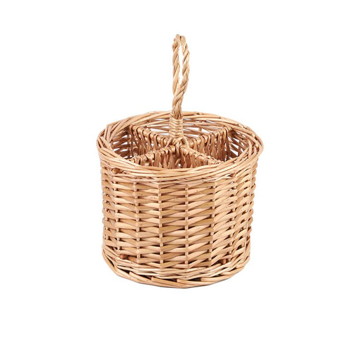 YRLSOTGE Wicker Utensil Caddy Flatware Organizer, Silverware Caddy with 4 Divided,Kitchen Countertop Utensil Holder,Dining Table,Parties - Holds Forks, Knives, Spoons,Serving Utensils Original