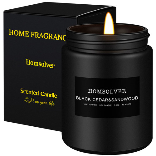 Homsolver Scented Candles, Black Cedar & Sandwood Candles for Men, Candles for Home Scented, Aromatherapy Soy Candles, 50 Hour Burn, Ideal Gifts for Men Homsolver Scented Candles, Black Cedar & Sandwood Candles for Men, Candles for Home Scented, Aromatherapy Soy Candles, 50 Hour Burn, Ideal Gifts for Men
