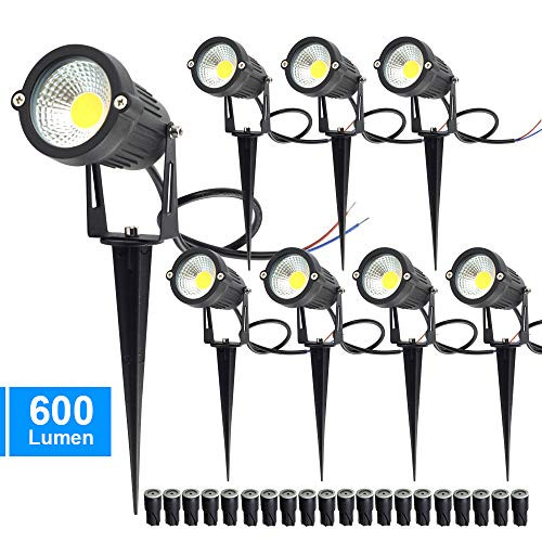 CHINLY 5W LED Landscape Lights Garden Lights 12V 24V 3000K Warm White Outdoor Spotlight Low Voltage Waterproof for Driveway, Yard, Lawn, Pathway (8 Pack with Connectors & Spikes) CHINLY 5W LED Landscape Lights Garden Lights 12V 24V 3000K Warm White Outdoor Spotlight Low Voltage Waterproof for Driveway, Yard, Lawn, Pathway (8 Pack with Connectors & Spikes)
