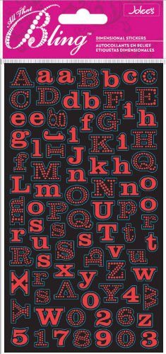 Jolee's Boutique Bling, Red Mini Foil Alphas Dimensional Stickers