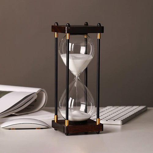 Sand Timer,Wooden Sand Timer,Hour Glass with Sand,Retro Hourglass,Hourglass Decor,Sand Hourglass,for Kitchen Home Office Game Gifts Living Room Decor(30 Minute/White Sand)