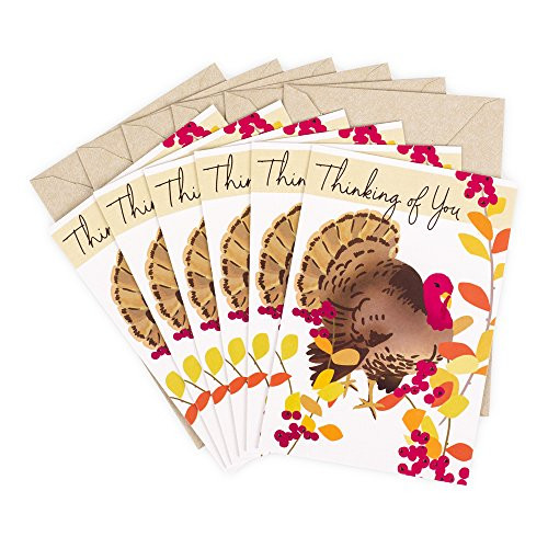 Hallmark Pack of Thanksgiving Cards, Turkey (6 Cards with Envelopes)