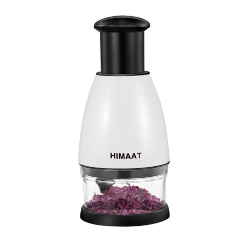 HIMAAT Onion Chopper Manual Hand, Stainless Steel Food Chopper, Pressed Garlic Choppers for Garlic, Fruit, Vegetables and Nuts(White)