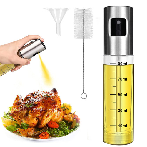 CUEPAINT Oil Sprayer for Cooking, Olive Oil Sprayer, Olive Oil Spray Bottle for Air Fryer, 100ml Oil Mister Spray Glass Bottle with Funnel and Brush for BBQ, Grilling, Baking, Roasting, Frying CUEPAINT Oil Sprayer for Cooking, Olive Oil Sprayer, Olive Oil Spray Bottle for Air Fryer, 100ml Oil Mister Spray Glass Bottle with Funnel and Brush for BBQ, Grilling, Baking, Roasting, Frying