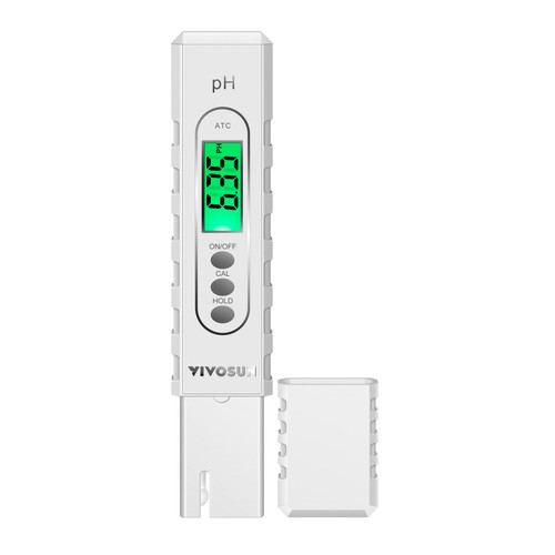 VIVOSUN PH Meter Digital PH Tester Pen 0.01 High Accuracy Water Quality Tester with 0-14 PH Measurement Range for Hydroponics, Household Drinking, Pool and Aquarium, with ATC, White