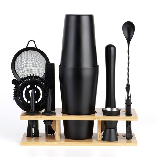 JNWINOG 11Pcs-Cocktail Shaker Set Stainless Steel Bartending Kit 25oz Boston Shaker Bar Set Cocktail Mix Drink Making Kit Professional Bar and Home Drink Bar Tools for Bartender(Matte Black)