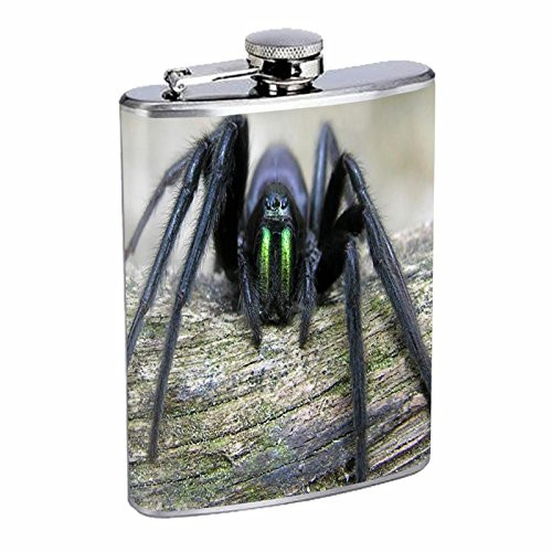 Spider Flask D1 8oz Stainless Steel Arachnid Insect Black Widow Tarantulas