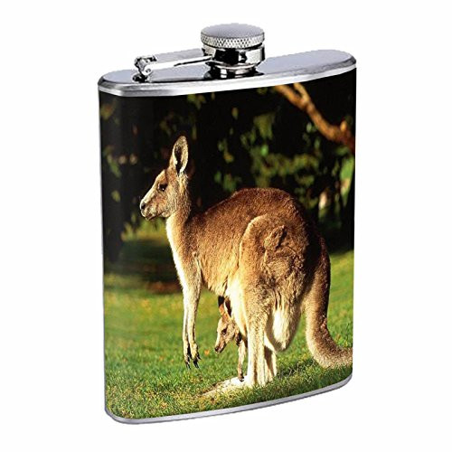 Kangaroo Flask D2 8oz Stainless Steel Jack Australian Marsupial Joey Wallaby Kangaroo Flask D2 8oz Stainless Steel Jack Australian Marsupial Joey Wallaby