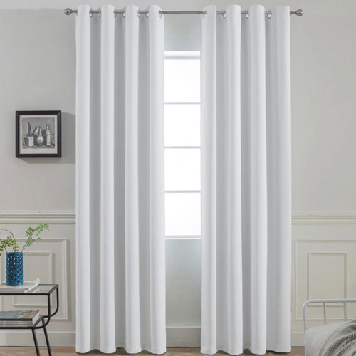 Yakamok 96 Inch Length Room Darkening Drapes Blackout Curtains for Bedroom,Thermal Insulated Grommet Curtain Panels for Living Room,52W x 96L,Greyish White, One Pair